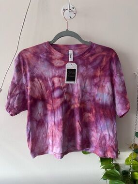 Purple Tie-Dye Crop Tee - Short Sleeve